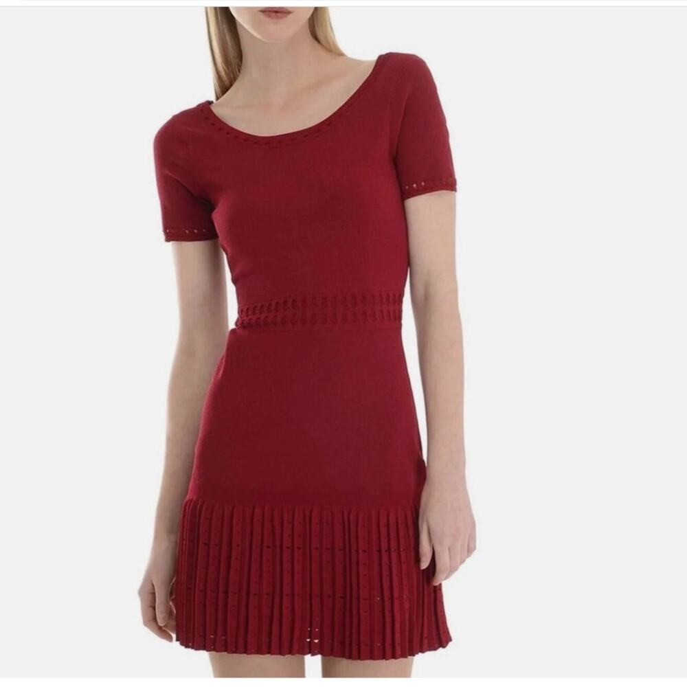 Sandro Paris Red Burgundy Knit "Rosemary" Dress Size 1